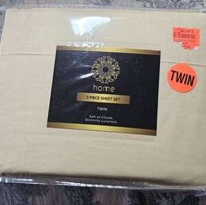 Home 3-Piece Twin Sheet Set in Light Beige